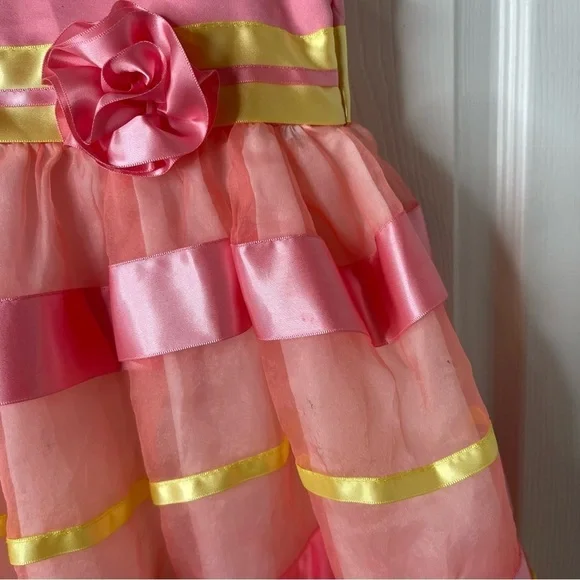 Girls 2 dress bundle Pink and Yellow Layered Dress size 4 & 5 - Picture 5 of 14